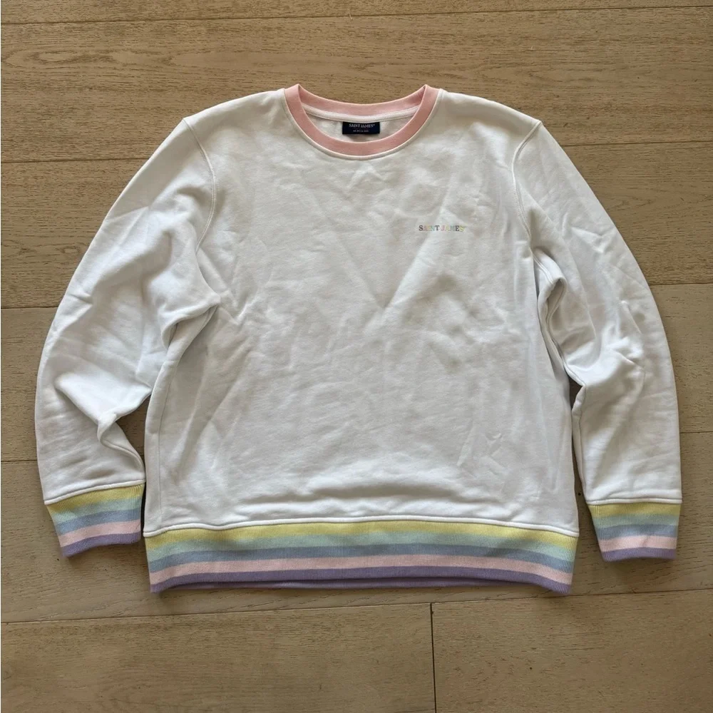 NEW nwot SAINT JAMES Perla sweatshirt multi stripes 12